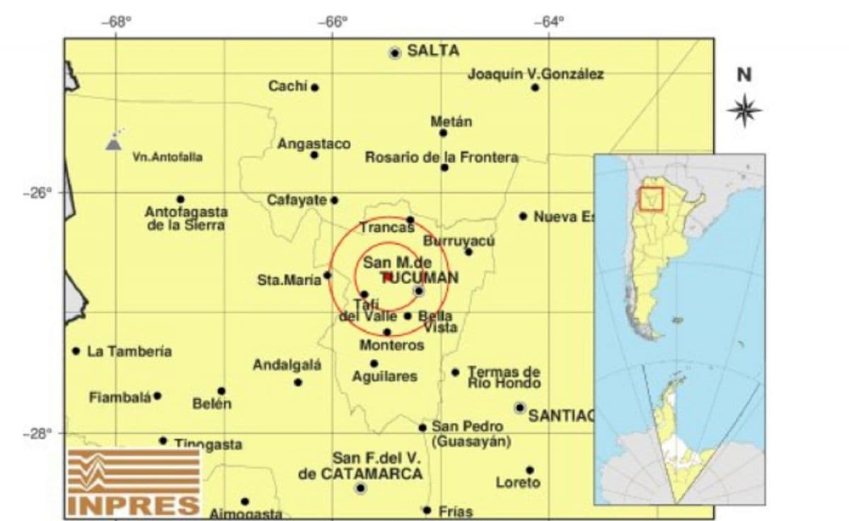 Tucumán: un sismo de magnitud 3,2 dejó el epicentro a 29 kilómetros de la capital