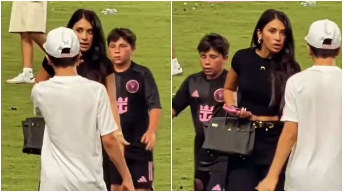 Antonela Roccuzzo reta a Thiago por estar descalzo en los festejos del título de Messi