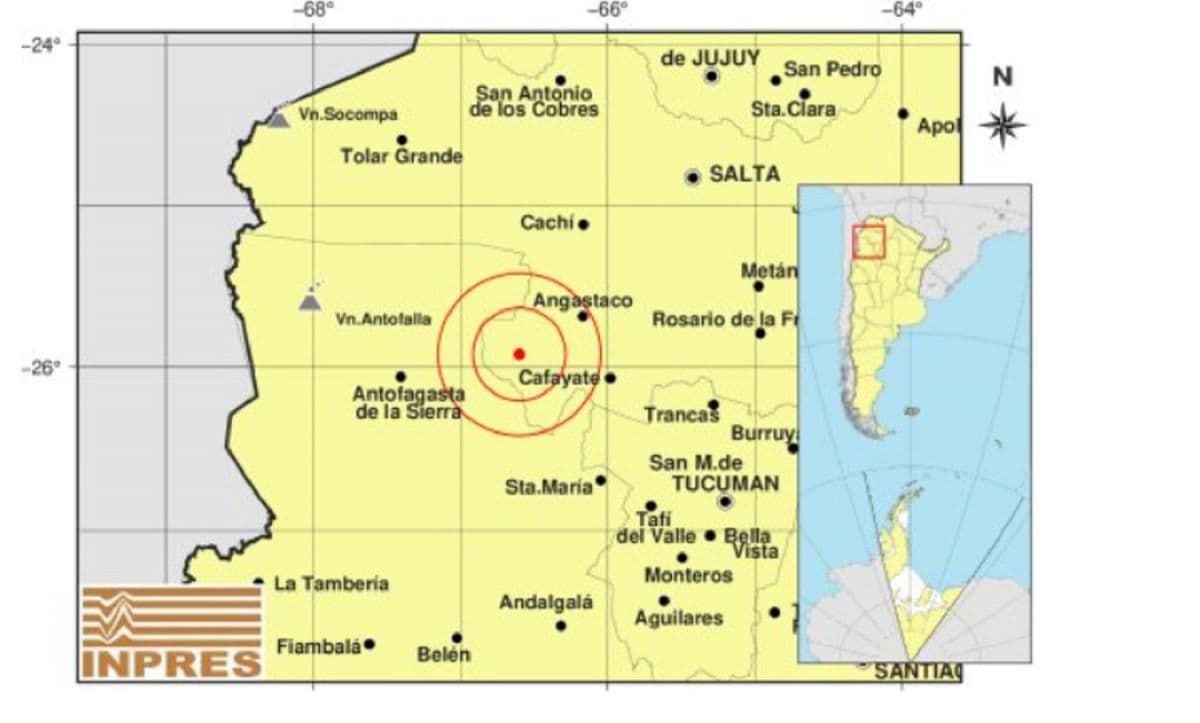 Sur de Salta: temblor de 3,2 en la madrugada del martes 29
